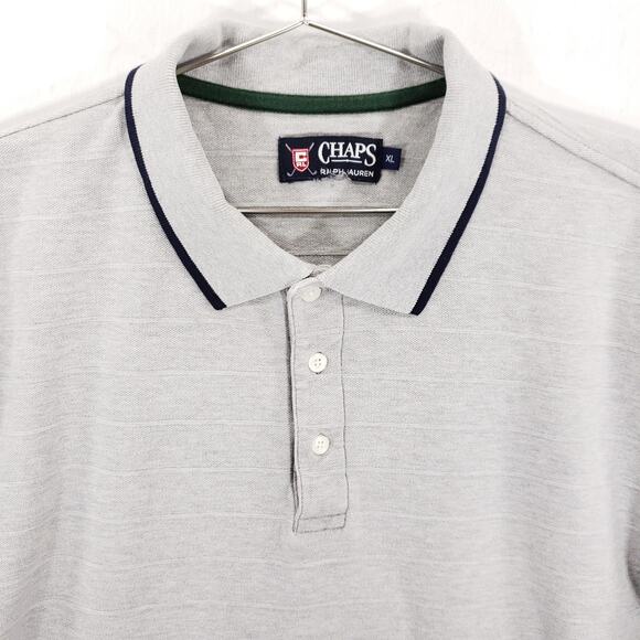 Vintage Chaps Ralph Lauren Golf Polo Shirt Mens Extra Large Gray 1/4 Button Logo - Picture 2 of 5